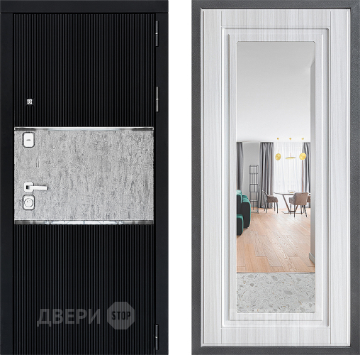 Входная металлическая Дверь Дверной континент ДК-13 ФЛЗ Зеркало Сандал белый в Ногинск