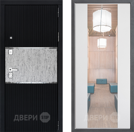 Входная металлическая Дверь Дверной континент ДК-13 ФЛЗ-1 Зеркало Белый софт в Ногинск