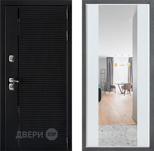 Входная металлическая Дверь Дверной континент ДК-1 ФЛЗ-1 Зеркало Белое дерево в Ногинск