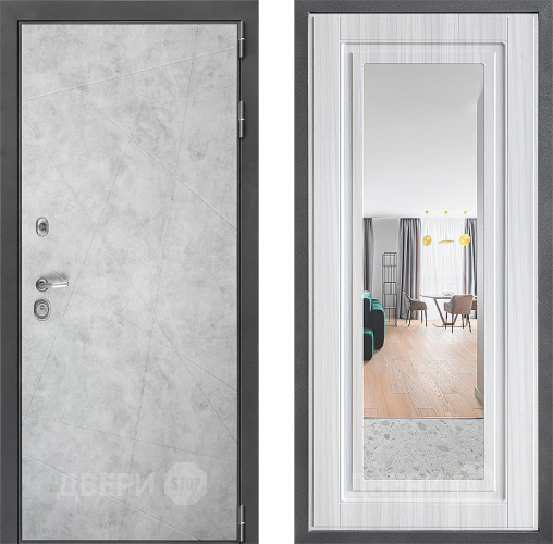 Входная металлическая Дверь Дверной континент ДК-3/743 ФЛЗ Зеркало Сандал белый в Ногинск