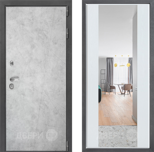 Входная металлическая Дверь Дверной континент ДК-3/743 ФЛЗ-1 Зеркало Белое дерево в Ногинск