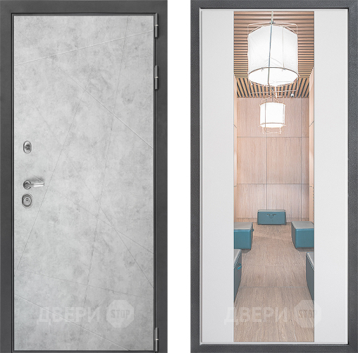 Входная металлическая Дверь Дверной континент ДК-3/743 ФЛЗ-1 Зеркало Белый софт в Ногинск