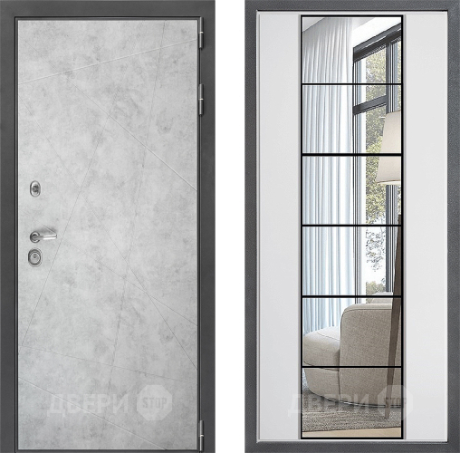 Входная металлическая Дверь Дверной континент ДК-3/743 ФЛЗ-2 Зеркало Белый софт в Ногинск