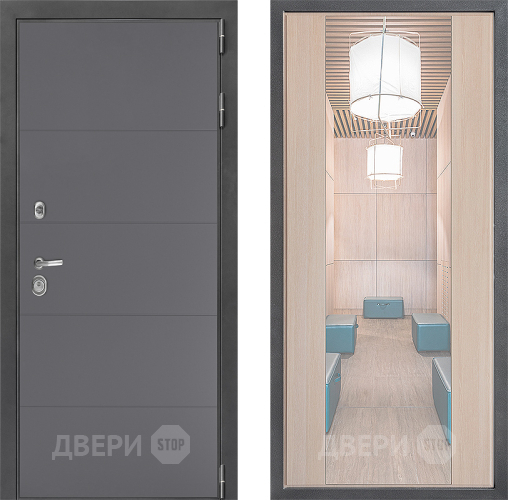 Входная металлическая Дверь Дверной континент ДК-3/649 ФЛЗ-1 Зеркало Капучино в Ногинск