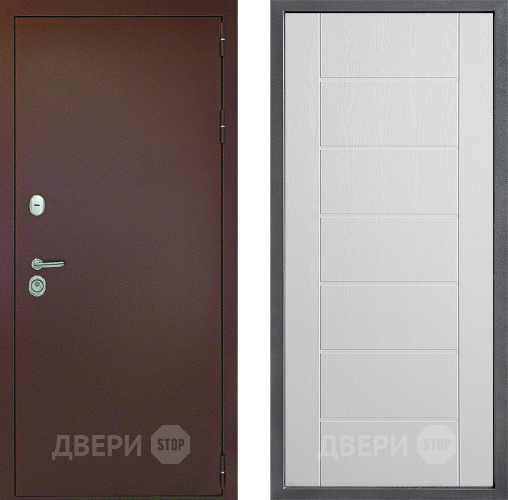 Входная металлическая Дверь Дверной континент Рубикон Медь Дизайн ФЛ-Лайн Белое дерево в Ногинск