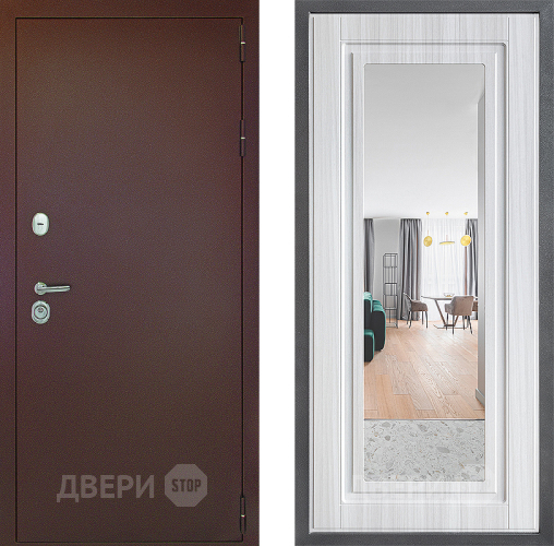 Входная металлическая Дверь Дверной континент Рубикон Медь Дизайн ФЛЗ Зеркало Сандал белый в Ногинск