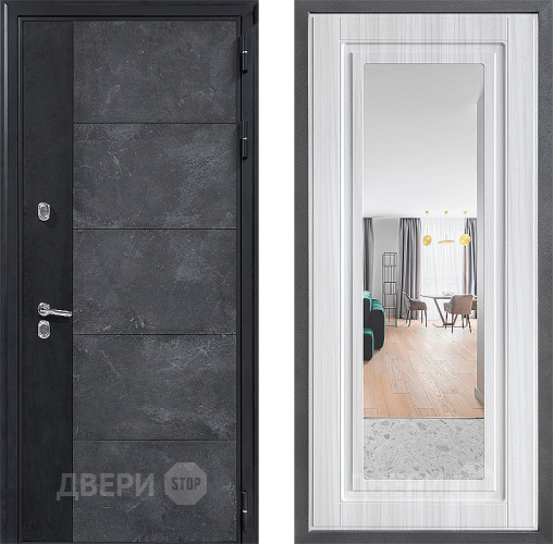 Входная металлическая Дверь Дверной континент ДК-15 Бетон ТЕРМО ФЛЗ Зеркало Сандал белый в Ногинск