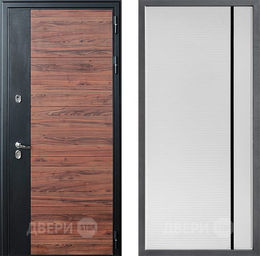 Дверь Дверной континент ДК-15 Красное Дерево ТЕРМО ФЛ-757 Черное Стекло Софт милк в Ногинск