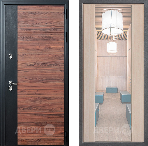 Входная металлическая Дверь Дверной континент ДК-15 Красное Дерево ТЕРМО ФЛЗ-1 Зеркало Капучино в Ногинск