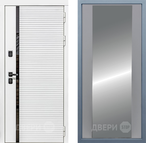 Входная металлическая Дверь Дива МХ-45 Белая STR Д-15 Зеркало Силк Маус в Ногинск