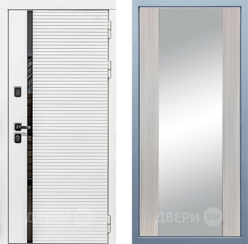 Входная металлическая Дверь Дива МХ-45 Белая STR Д-15 Зеркало Сандал белый в Ногинск