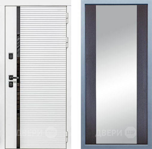 Входная металлическая Дверь Дива МХ-45 Белая STR Д-15 Зеркало Венге в Ногинск