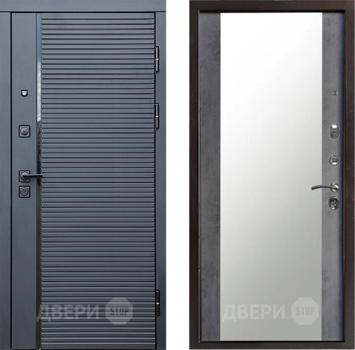 Дверь Престиж Черная Линия Зеркало Бетон темный в Ногинск