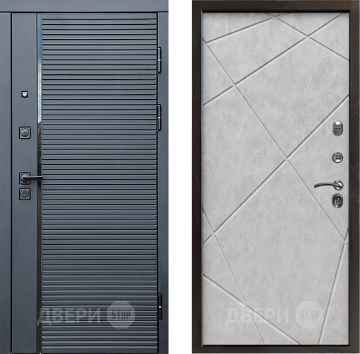 Входная металлическая Дверь Престиж Черная Линия Лучи Бетон светлый в Ногинск