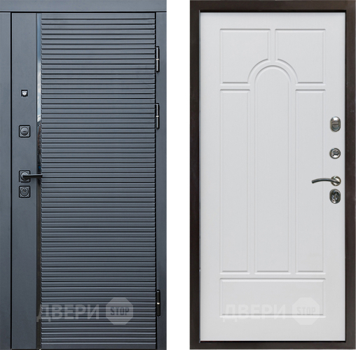 Входная металлическая Дверь Престиж Черная Линия Арка Белое дерево в Ногинск