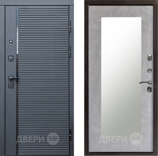 Входная металлическая Дверь Престиж Черная Линия Зеркло Пастораль Бетон светлый в Ногинск