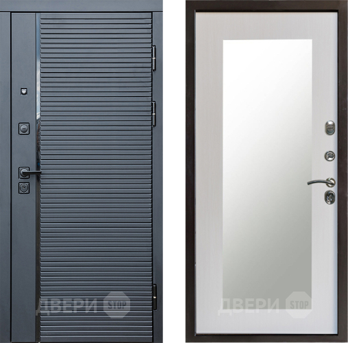 Входная металлическая Дверь Престиж Черная Линия Зеркло Пастораль Лиственница белая в Ногинск