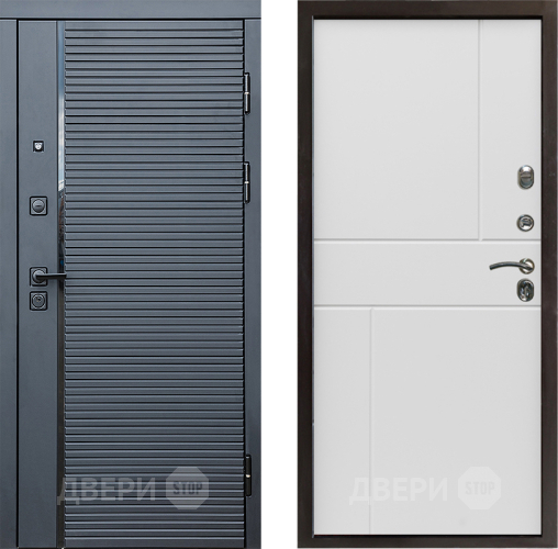 Входная металлическая Дверь Престиж Черная Линия Горизонт Бетон белый в Ногинск