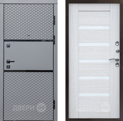Входная металлическая Дверь Престиж Ромб Царга Лиственница белая в Ногинск