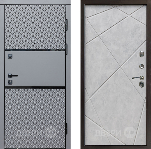 Входная металлическая Дверь Престиж Ромб Лучи Бетон светлый в Ногинск