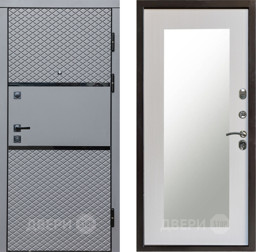 Входная металлическая Дверь Престиж Ромб Зеркло Пастораль Лиственница белая в Ногинск