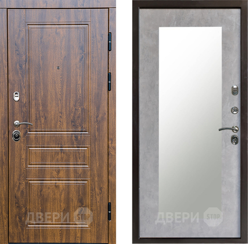 Входная металлическая Дверь Престиж Классика Дуб Зеркло Пастораль Бетон светлый в Ногинск