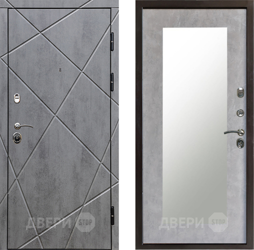 Входная металлическая Дверь Престиж Лучи Зеркло Пастораль Бетон светлый в Ногинск