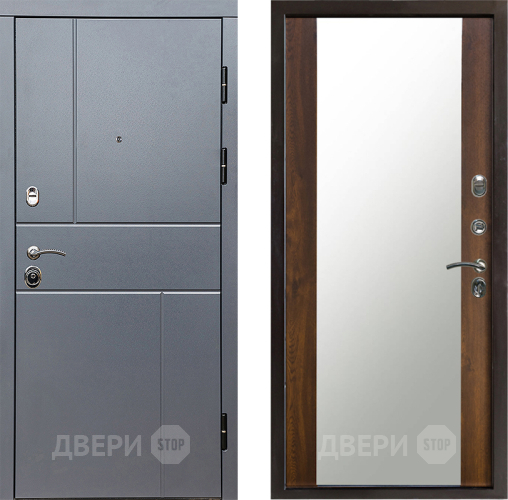 Входная металлическая Дверь Престиж Горизонт Грэй Зеркало Дуб в Ногинск