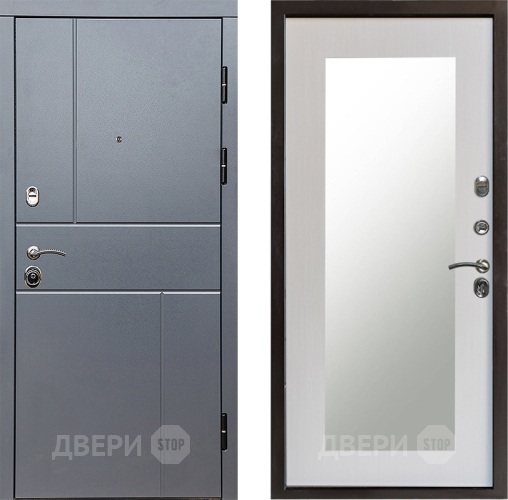 Входная металлическая Дверь Престиж Горизонт Грэй Зеркло Пастораль Лиственница белая в Ногинск