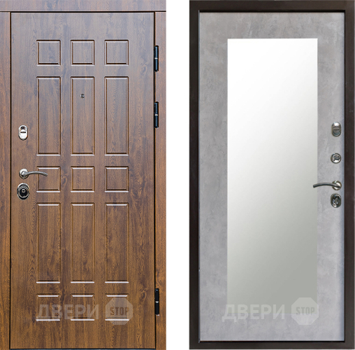 Входная металлическая Дверь Престиж Стандарт Зеркло Пастораль Бетон светлый в Ногинск