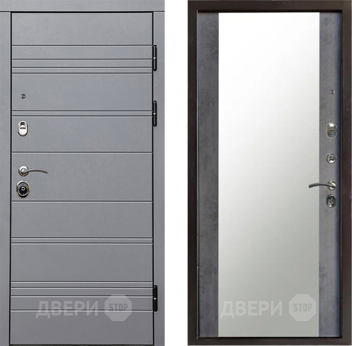 Входная металлическая Дверь Престиж Линия Грэй Зеркало Бетон темный в Ногинск