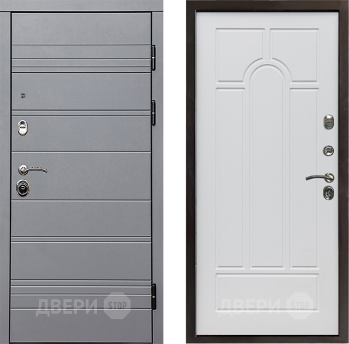 Входная металлическая Дверь Престиж Линия Грэй Арка Белое дерево в Ногинск