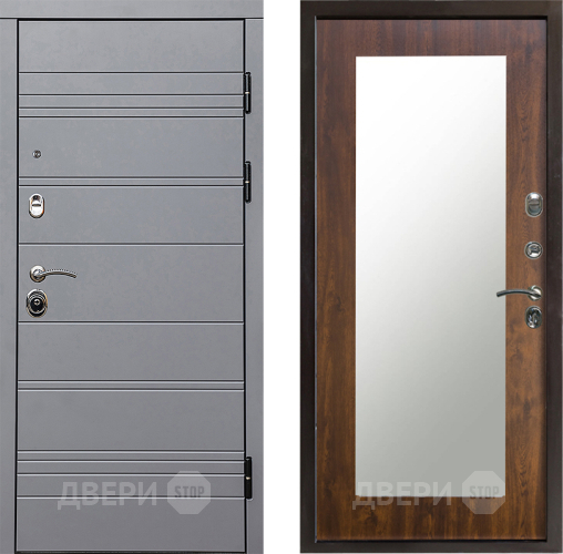 Входная металлическая Дверь Престиж Линия Грэй Зеркло Пастораль Дуб в Ногинск