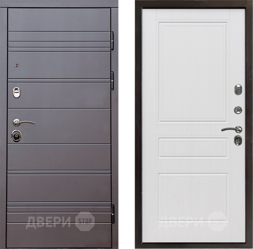 Входная металлическая Дверь Престиж Линия Браун Классика Белое дерево в Ногинск