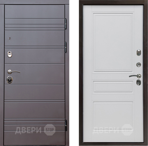 Входная металлическая Дверь Престиж Линия Браун Классика Белый матовый в Ногинск