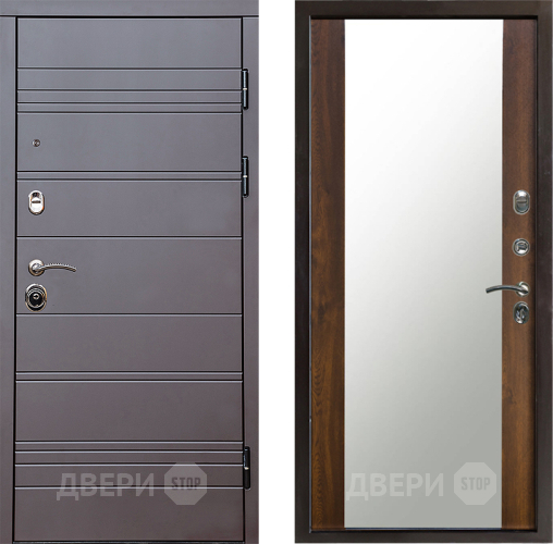 Входная металлическая Дверь Престиж Линия Браун Зеркало Дуб в Ногинск