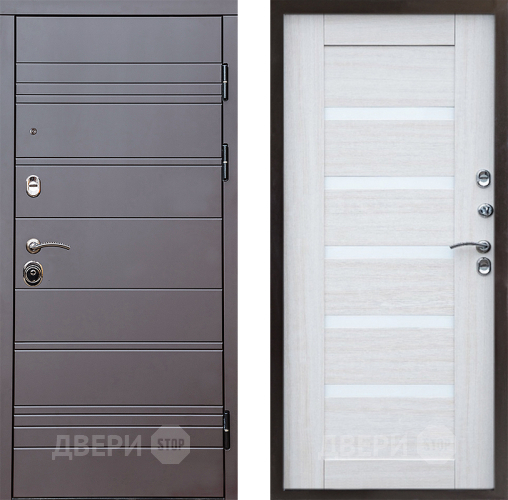 Входная металлическая Дверь Престиж Линия Браун Царга Лиственница белая в Ногинск