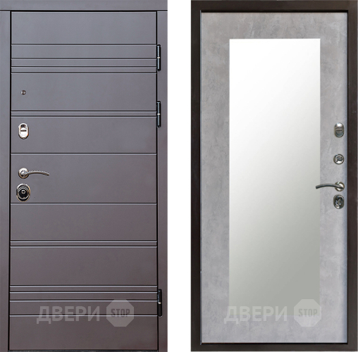 Входная металлическая Дверь Престиж Линия Браун Зеркло Пастораль Бетон светлый в Ногинск