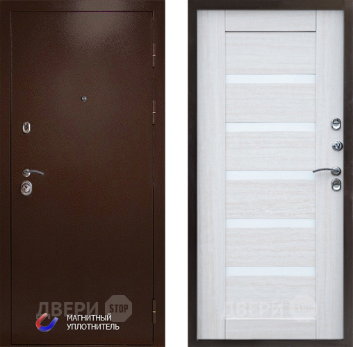 Входная металлическая Дверь Престиж Медь Царга Лиственница белая в Ногинск