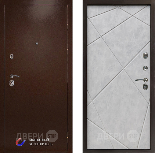 Входная металлическая Дверь Престиж Медь Лучи Бетон светлый в Ногинск