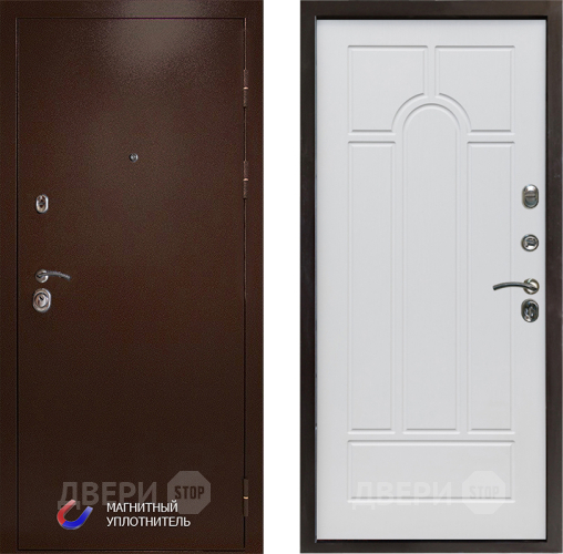 Входная металлическая Дверь Престиж Медь Арка Белое дерево в Ногинск