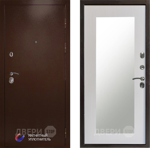 Входная металлическая Дверь Престиж Медь Зеркло Пастораль Лиственница белая в Ногинск