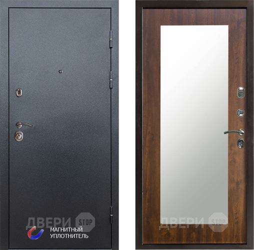 Входная металлическая Дверь Престиж Графит Зеркло Пастораль Дуб в Ногинск