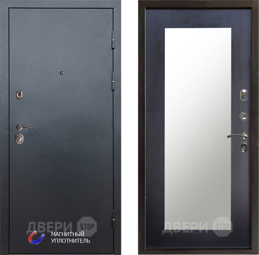Входная металлическая Дверь Престиж Графит Зеркло Пастораль Венге в Ногинск