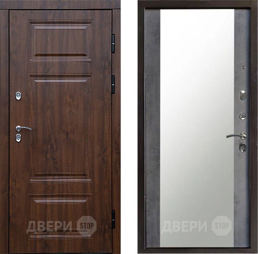 Входная металлическая Дверь Престиж TERMO с терморазрывом Премиум Орех Зеркало Бетон темный в Ногинск