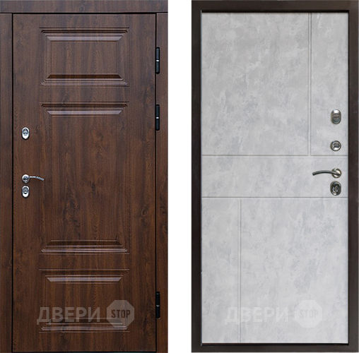 Входная металлическая Дверь Престиж TERMO с терморазрывом Премиум Орех Горизонт Бетон светлый в Ногинск