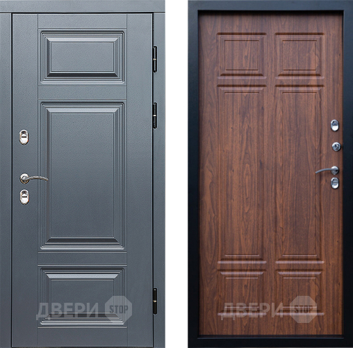 Входная металлическая Дверь Престиж TERMO с терморазрывом Премиум Грэй Премиум Орех темный в Ногинск