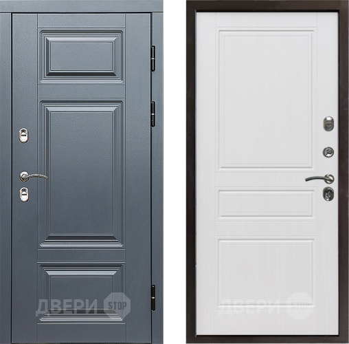 Входная металлическая Дверь Престиж TERMO с терморазрывом Премиум Грэй Классика Белое дерево в Ногинск