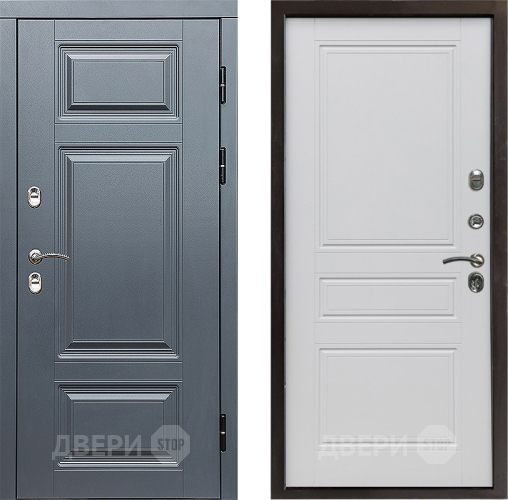 Входная металлическая Дверь Престиж TERMO с терморазрывом Премиум Грэй Классика Белый матовый в Ногинск