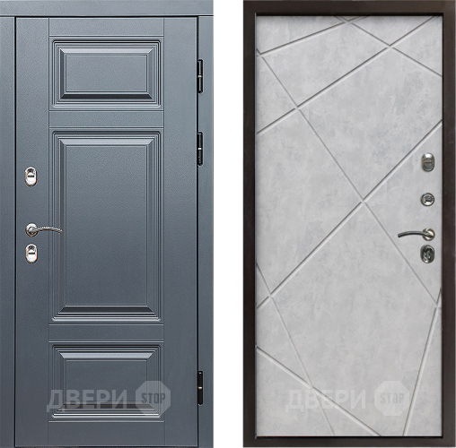 Входная металлическая Дверь Престиж TERMO с терморазрывом Премиум Грэй Лучи Бетон светлый в Ногинск